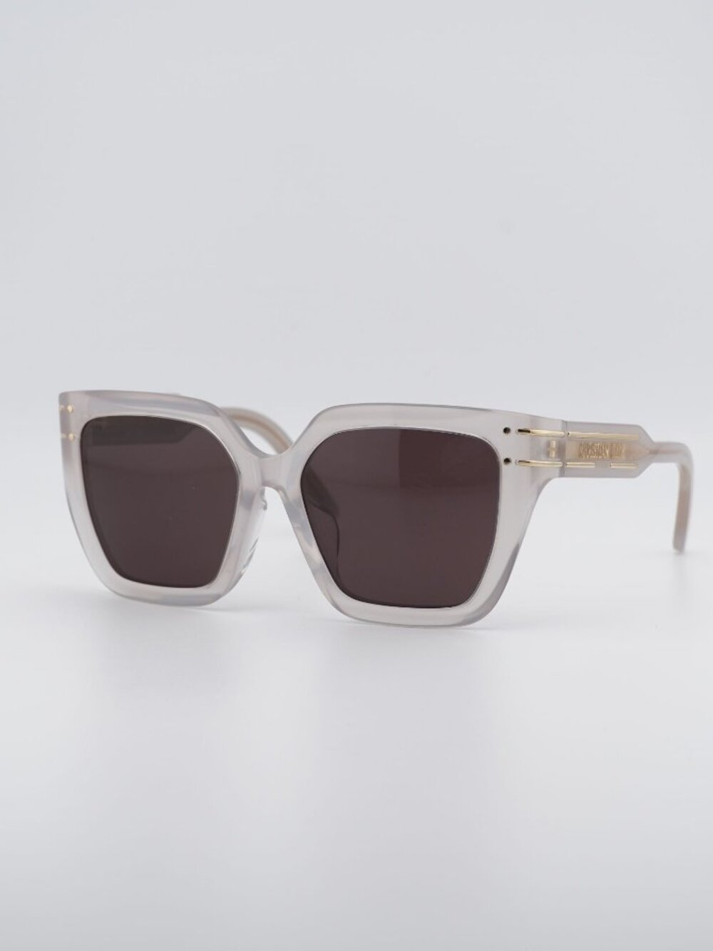 Dior DIORSIGNATURE S10F 78F0 Sunglasses Beige Square Frame, Brown Lenses